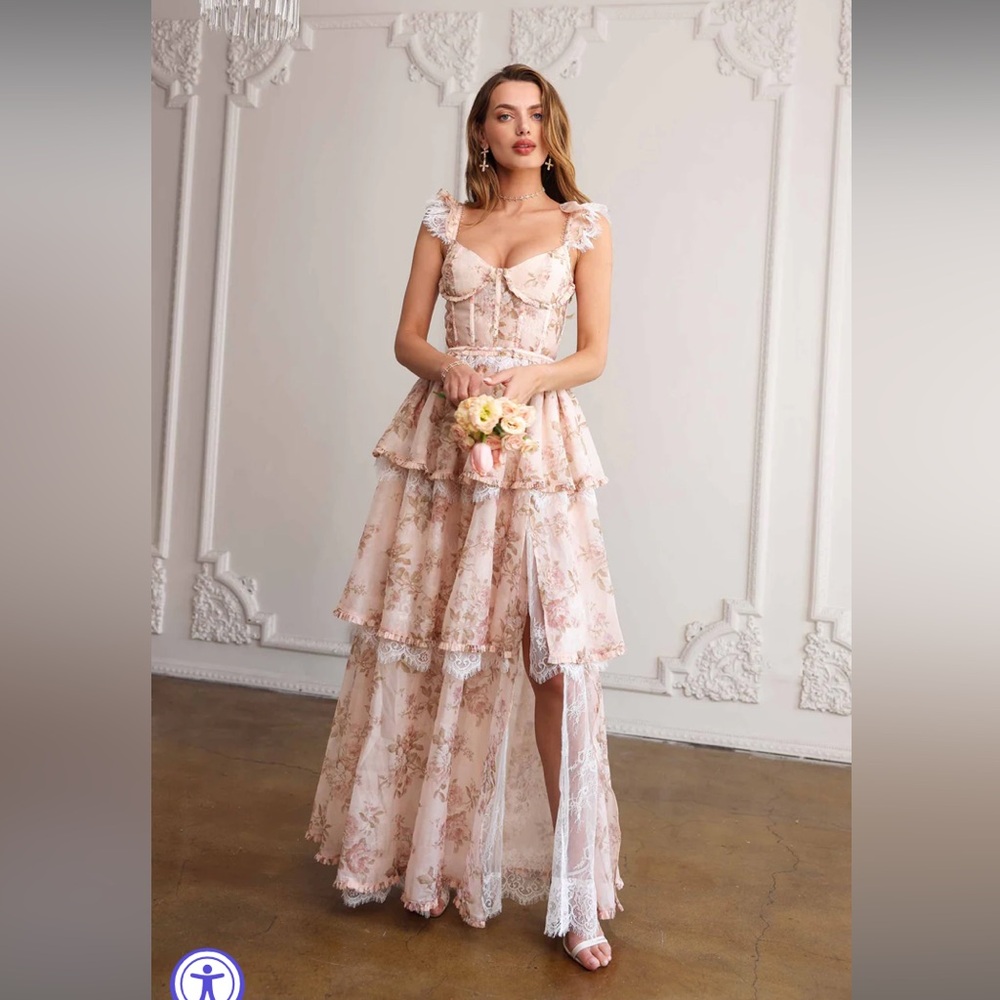 V.Chapman The Jolie Dress in Peach Tapestry Size 6